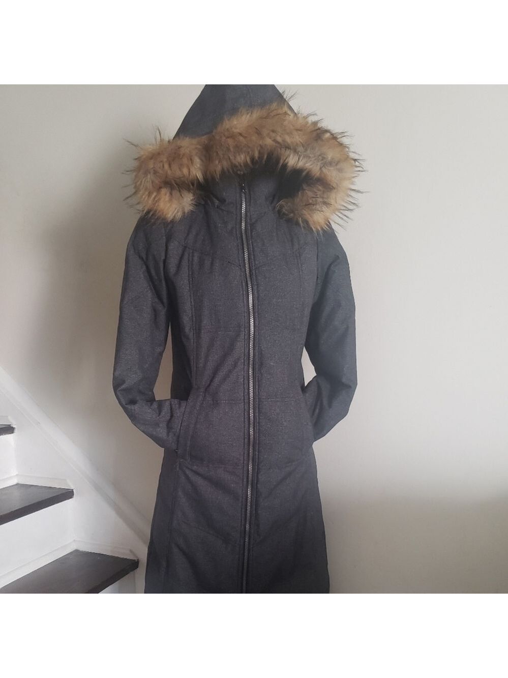 Prana Down Long Hoodie Jacket